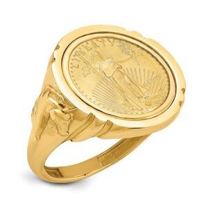 Wideband Distinguished Coin Jewelry: 14k Men's Polished with Horse Sides Mounted